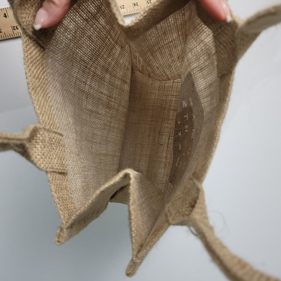 Burlap Bag Human Rights Watch Brown Black Minimalist Casual Open Hand Bag Tote - Picture 8 of 8